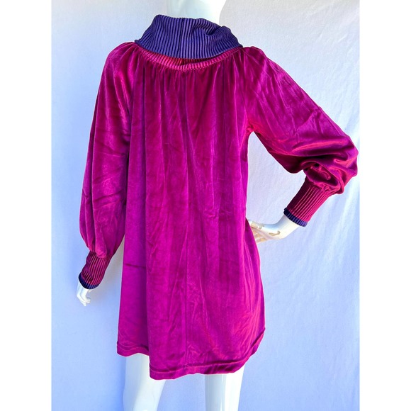 80s Magenta Long Sleeve Velvet Sweater - Picture 2 of 9